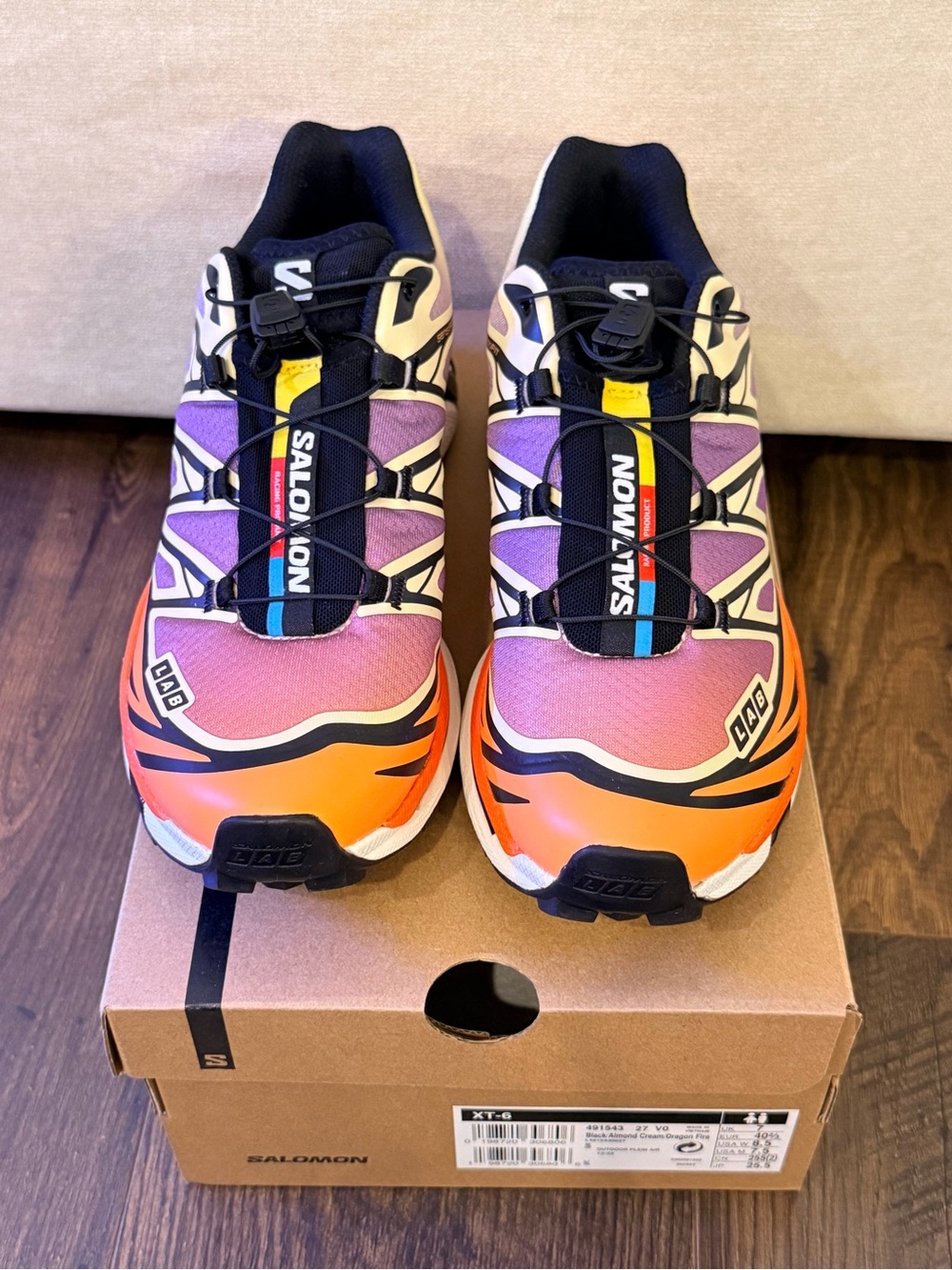 Salomon XT-6 Sneakers in Orange, Purple, Black and Yellow